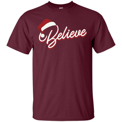 Christmas T-shirt Believe In Santa Claus Maroon