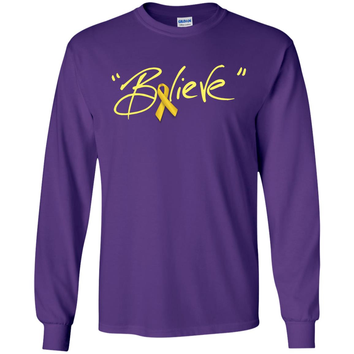 Childhood Cancer Awareness Shirt Gold Ribbon Believe Purple