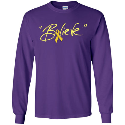 Childhood Cancer Awareness Shirt Gold Ribbon Believe Purple