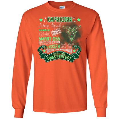 Dirty Mind Humble Caring Friend Filthy Sinner Mouth Good Heart Kind I Never Clamed I Was Perfect Capricorn Birthday Orange