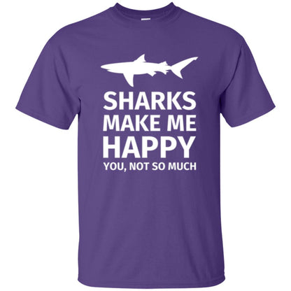 Shark Lover T-shirt Sharks Make Me Happy You Not So Much Purple