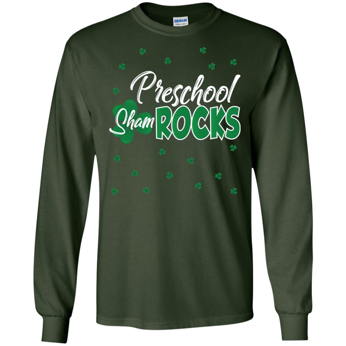 Preschool Shamrocks St. Patrick_s Day School T-shirt Forest Green