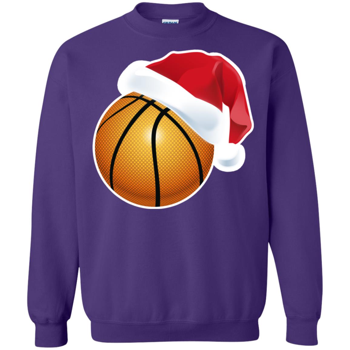Basketball With Santa Claus Hat X-mas Shirt For Basketball Lovers Purple