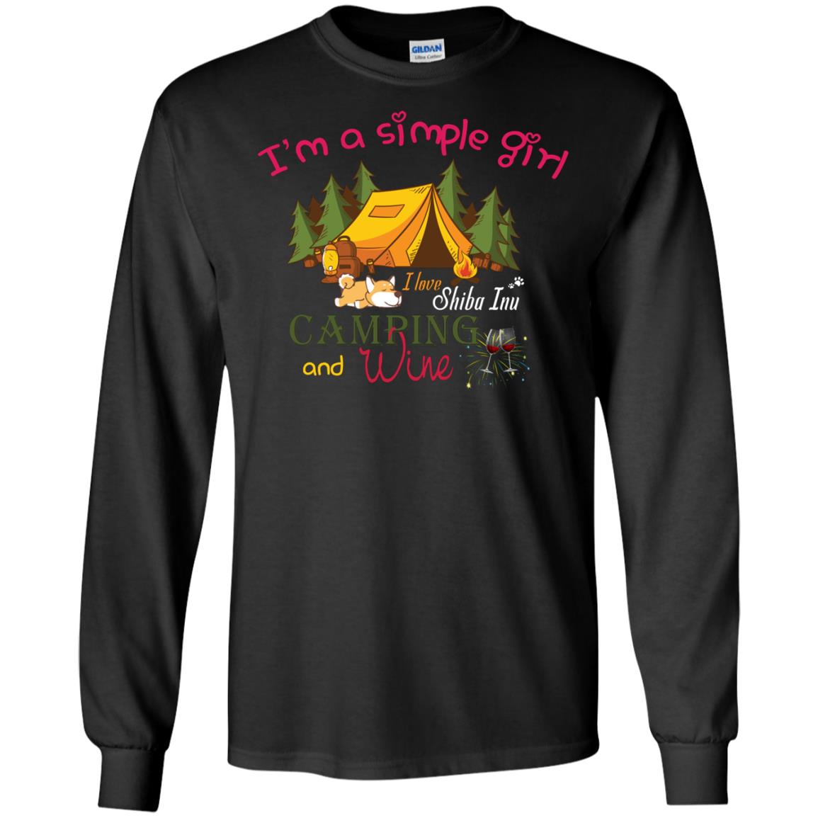 I’m A Simple Girl I Love Shiba Inu Camping And Wine Shirt Black