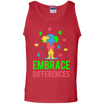 Autism Awareness T-shirt Embrace Differences Red