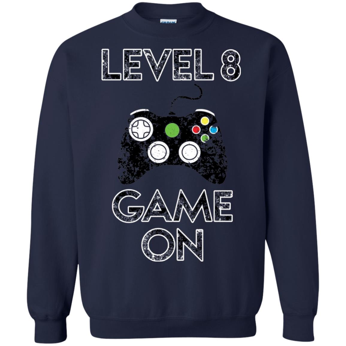 Kids Level 8 Game On 8th Birthday Gift T-shirt Navy