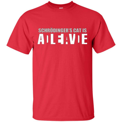 Science T-shirt Schrodinger's Cat Is Dead Or Alive Red