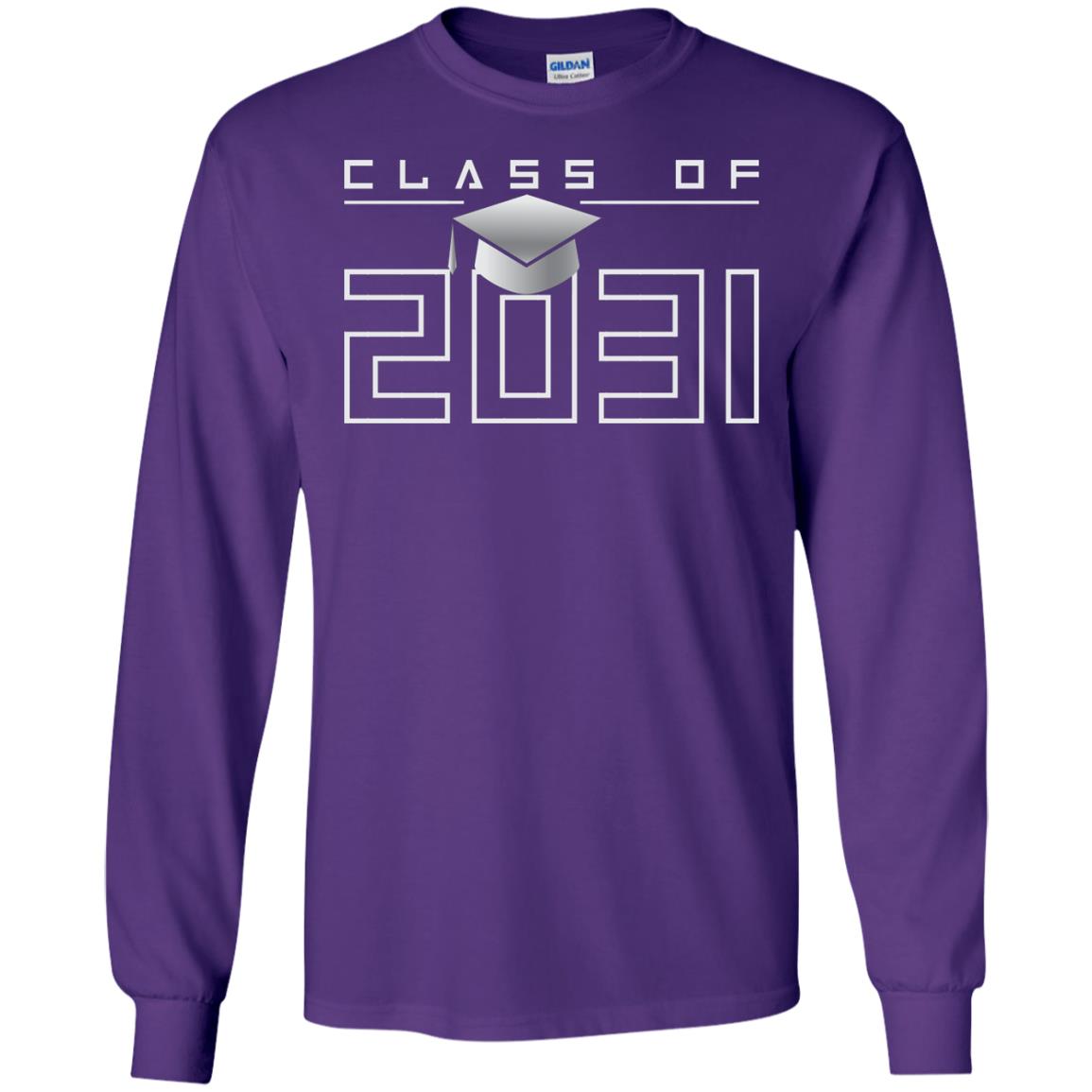 Class Of 2031 Kindergarten First Day Of School Graduate In 2031 Shirt Purple
