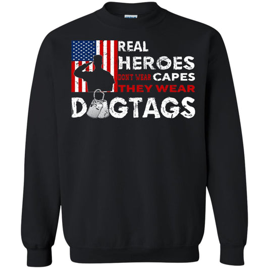 Real Heroes Don_t Wear Capes They Wear Dogtags Military T-shirt Black
