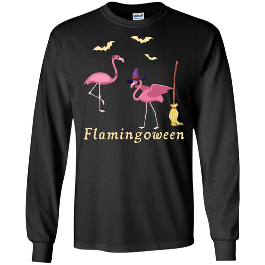 Flamingoween Flamingo Wicth Ride Stick Funny Quote On Haloween Gift Shirt Black