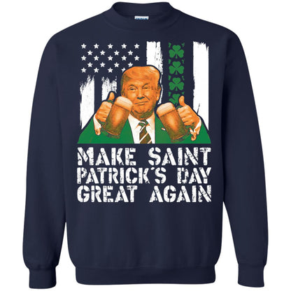 Make St Patrick_s Day Great Again Funny Trump T-shirt Navy