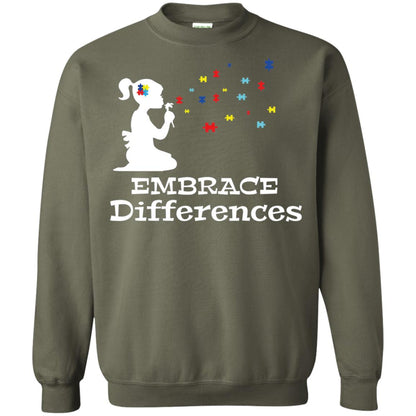 Embrace Differences Autism Awareness T-shirt Military Green