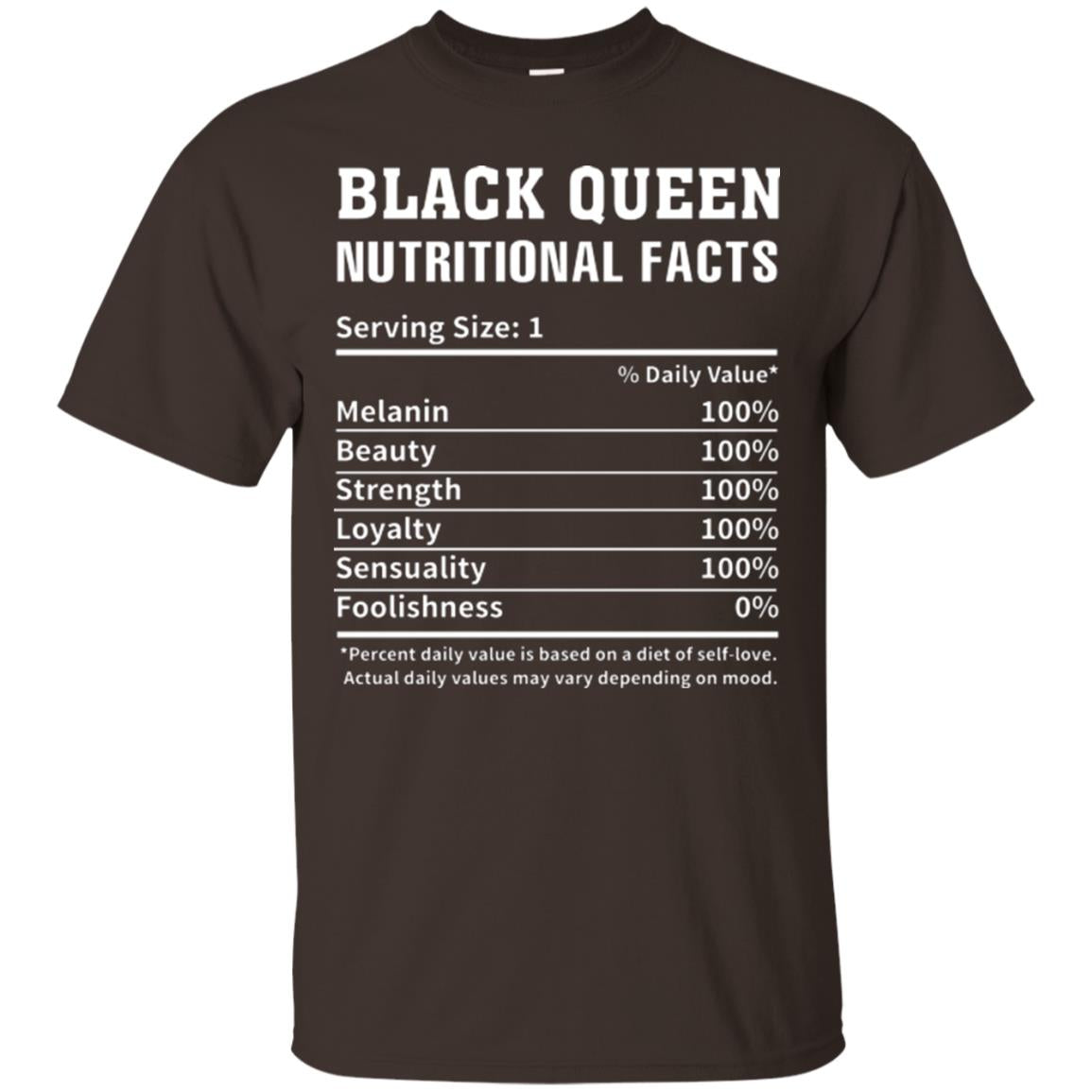 Nubian T-shirt Black Queen Nutritional Facts Dark Chocolate