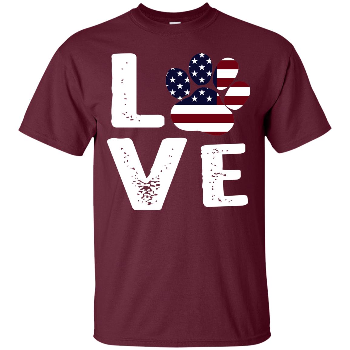 Love Dog Paw Shirt Maroon