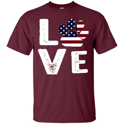 Love Dog Paw Shirt Maroon
