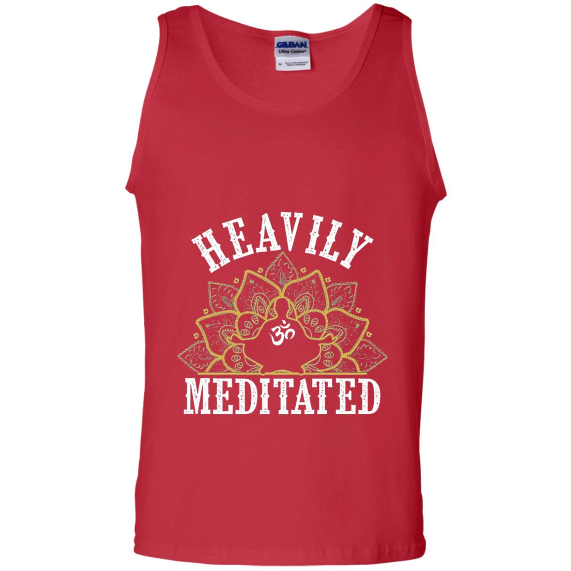 Funny Heavily Meditated Yoga Meditation T-shirt Red