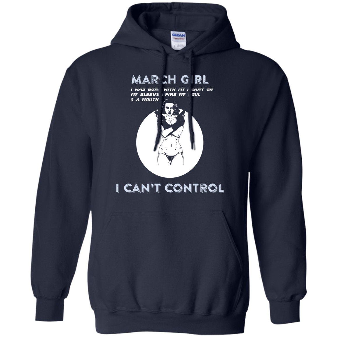 March Girl I Was Born With My Heart T-shirt Navy