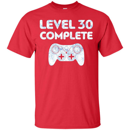 Level 30 Complete Video Gamer 30th Birthday Shirt Red