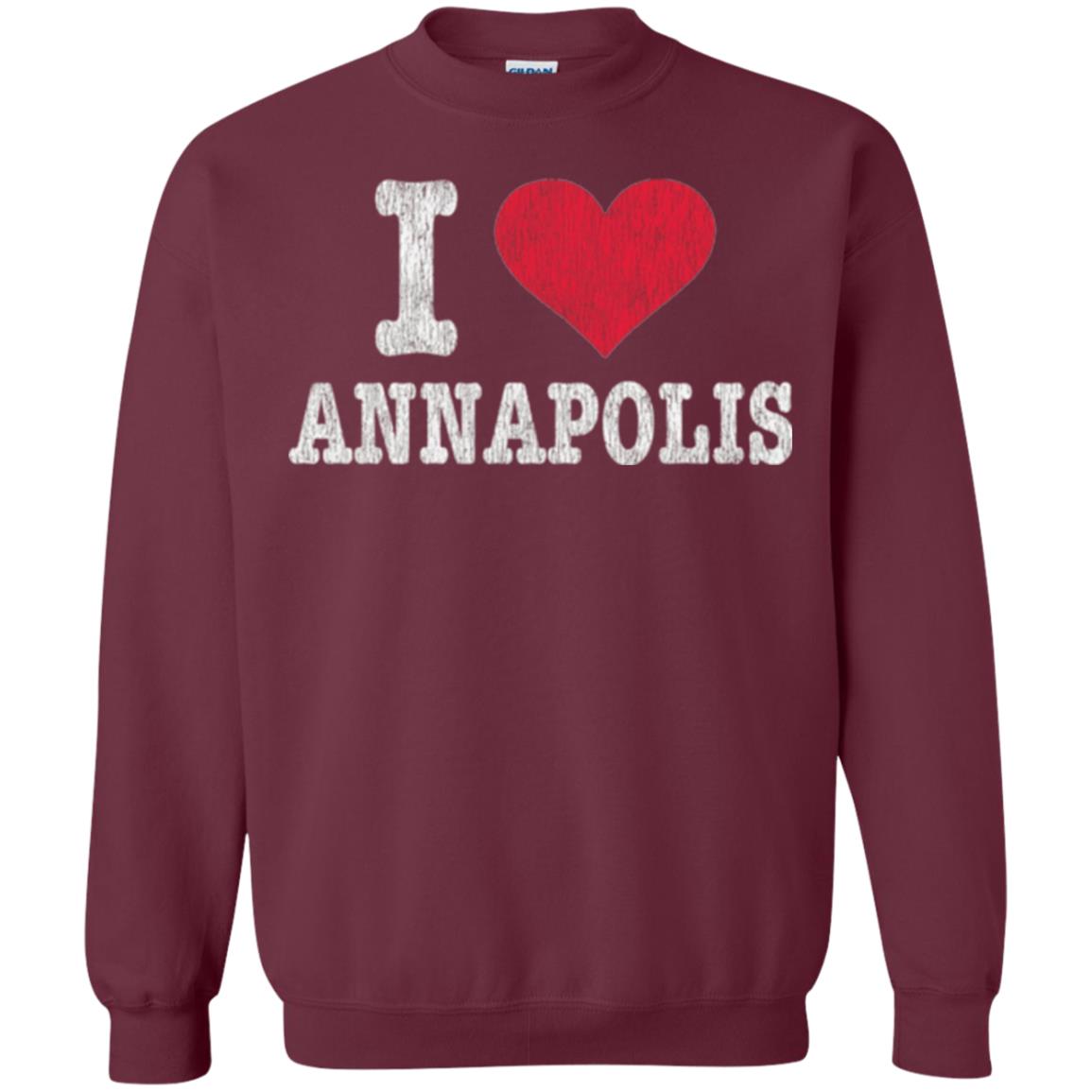Distressed Retro I Love Annapolis T-shirt Maroon