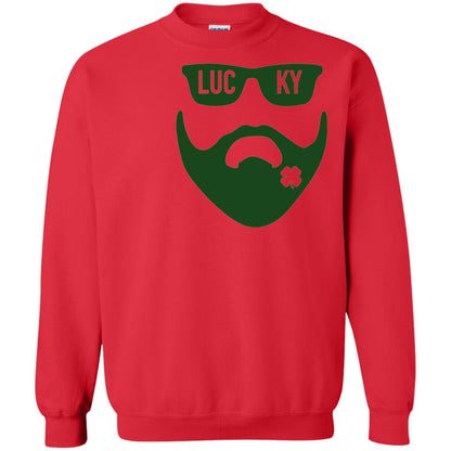 Green Bearded Clover Lucky Charm St. Patrick_s Day T-shirt Red