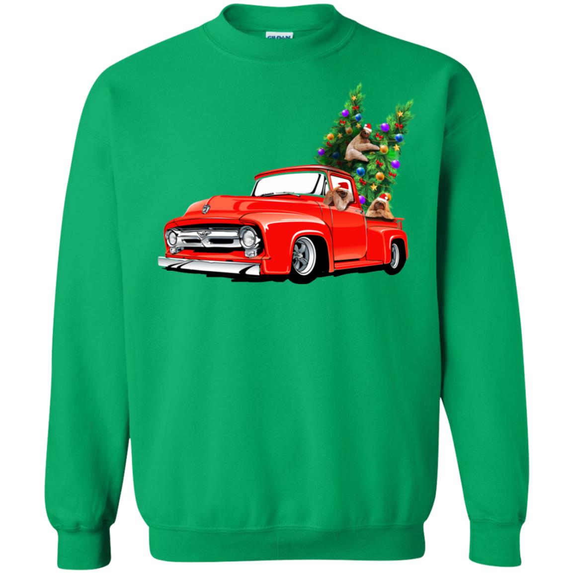 Christmas Tree And Sloths On Car X-mas Gift Shirt Irish Green