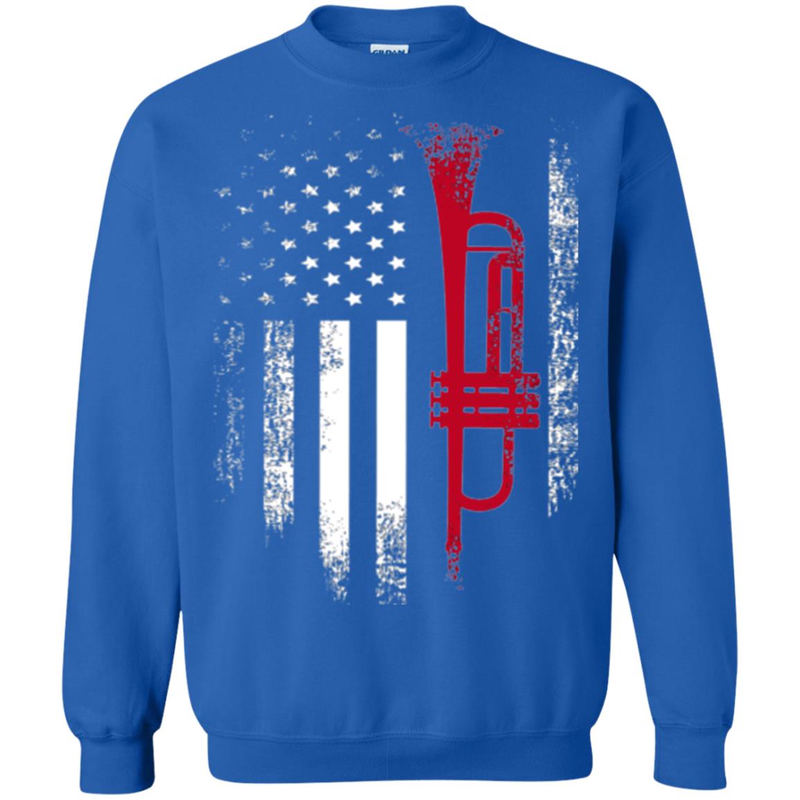 Trumpet Lovers T-shirt American Flag Royal