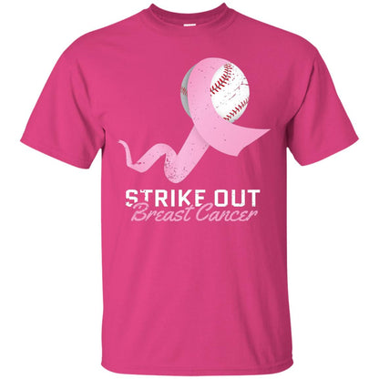 Strike Out Breast Cancer T-shirt Pink Ribbon And Baseball Heliconia