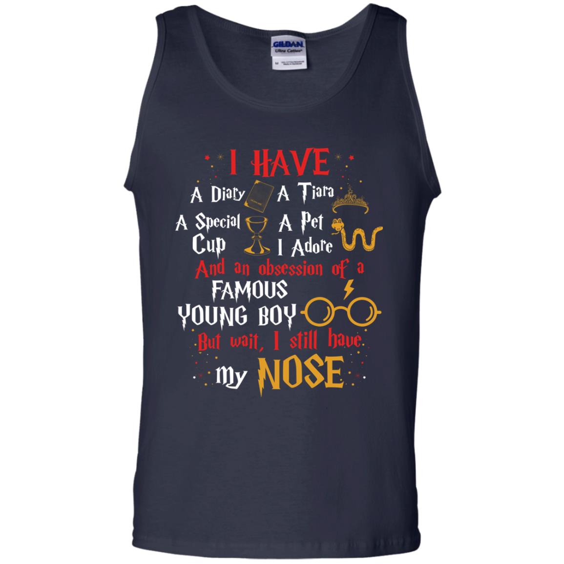 I Have A Diary, A Tiara, A Special Cup, A Pet I Adore And An Obsession Of A Famous Young Boy Harry Potter Fan T-shirtG220 Gildan 100% Cotton Tank Top