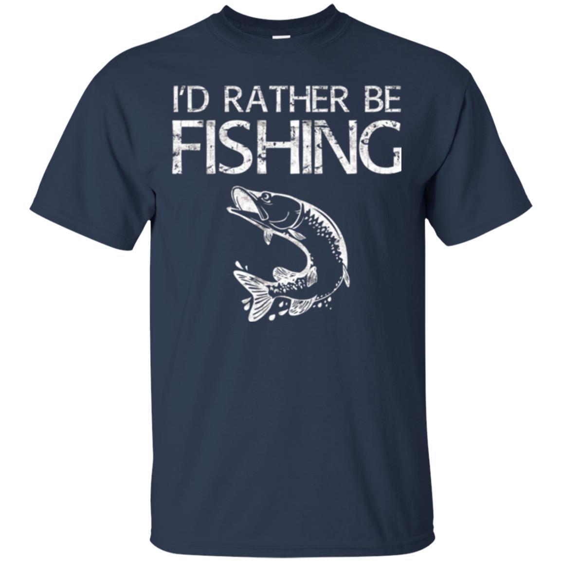 Fisherman T-shirt I'd Rather Be Fishing Navy
