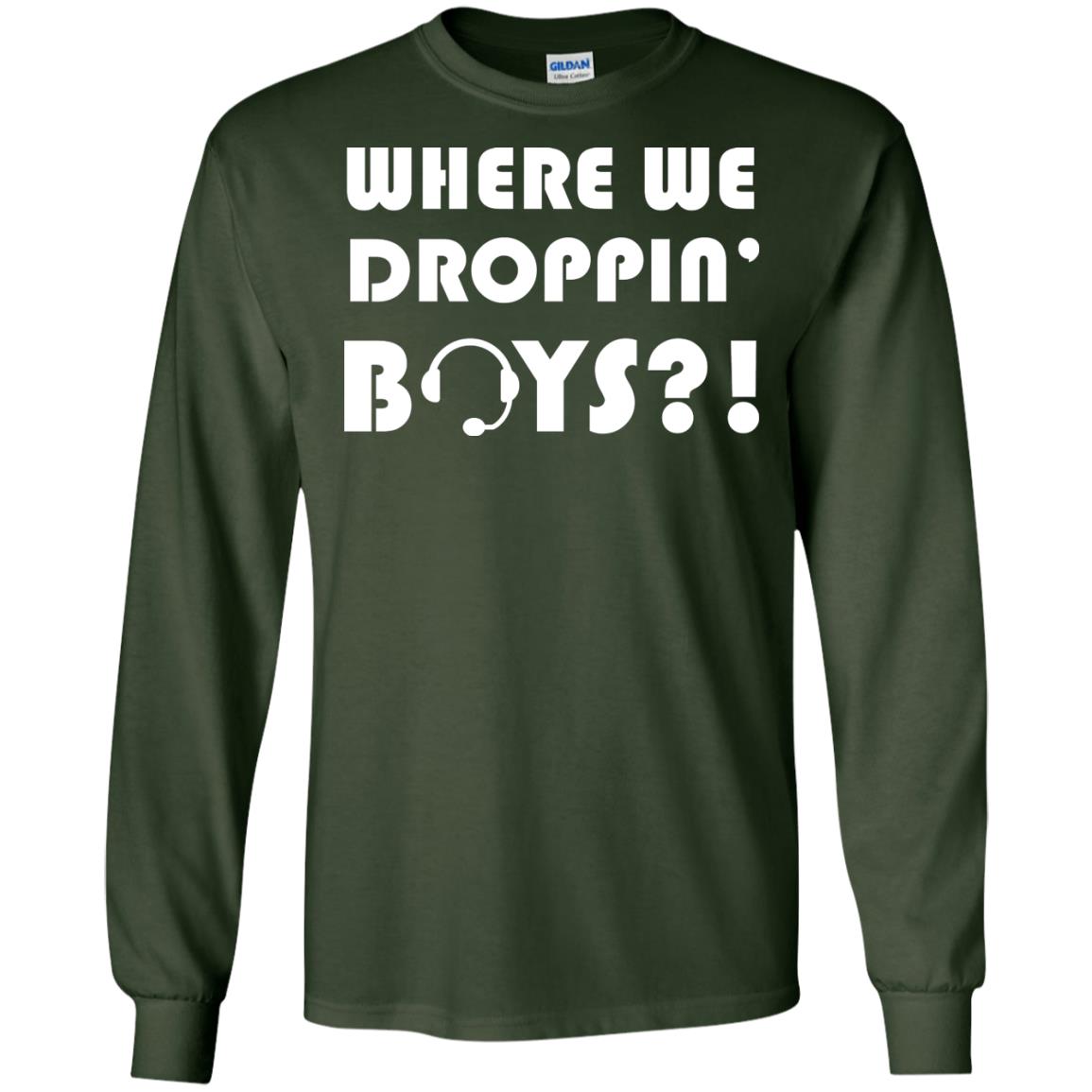 Where We Dropping Boys Gamer Shirt Forest Green