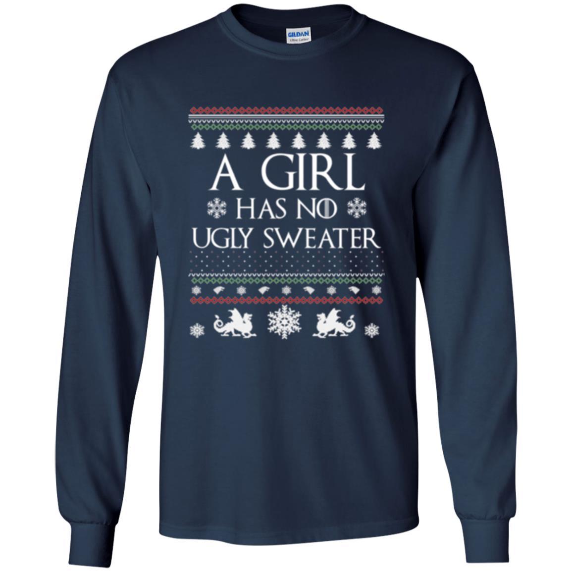 Christmas T-shirt Girl Has No Ugly Sweater Navy