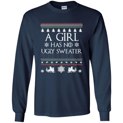 Christmas T-shirt Girl Has No Ugly Sweater Navy