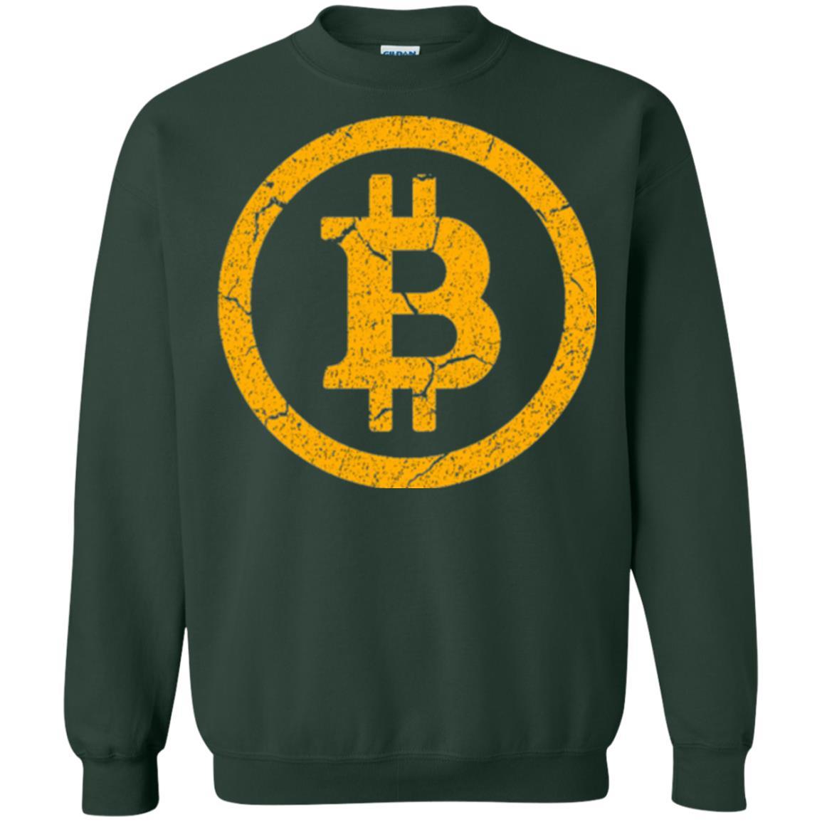 Bitcoin T-shirt Vintage Worn Distressed Look Design Forest Green