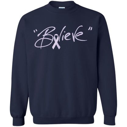 All Cancer Awareness Shirt Lavender Ribbon Believe Navy