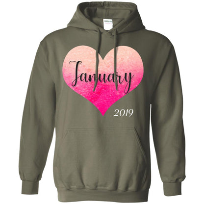 Pregnancy Reveal Announcement Party January 2019 Shirt Military Green
