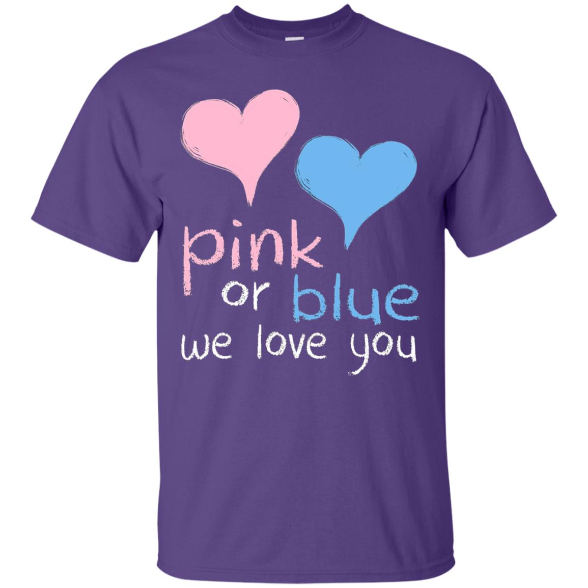 Pink Or Blue We Love You Baby Shower Gender Reveal T-shirt Purple