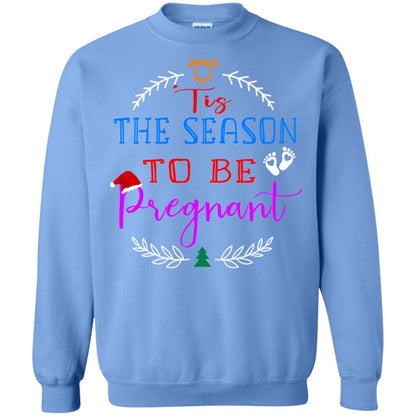 Tis Season To Be Pregnant Pregnancy Announcement Gift Shirt Carolina Blue