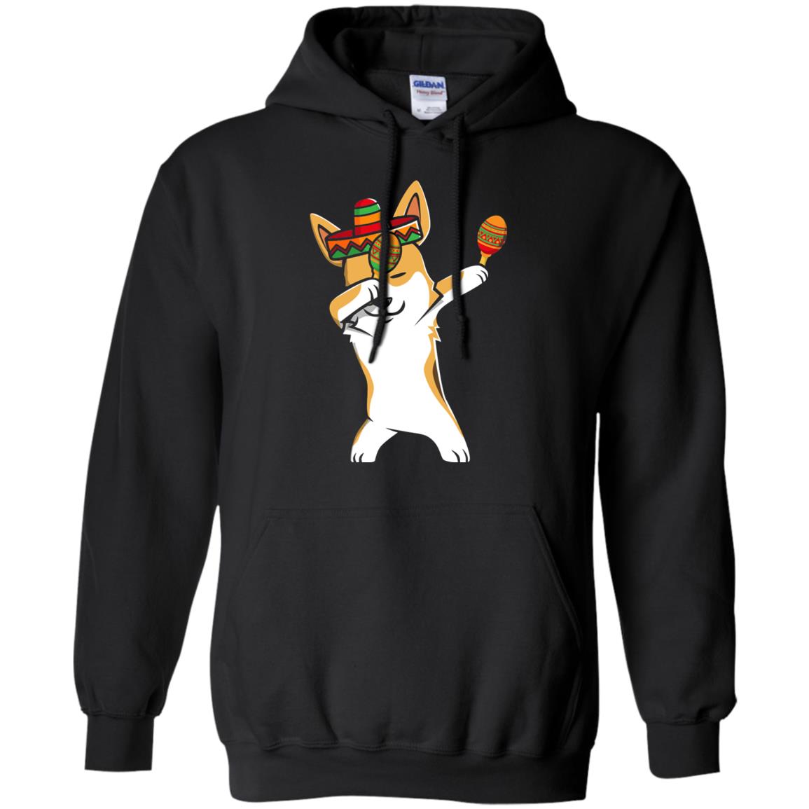 Dabbing Corgi Funny Cinco De Mayo T-shirt Black