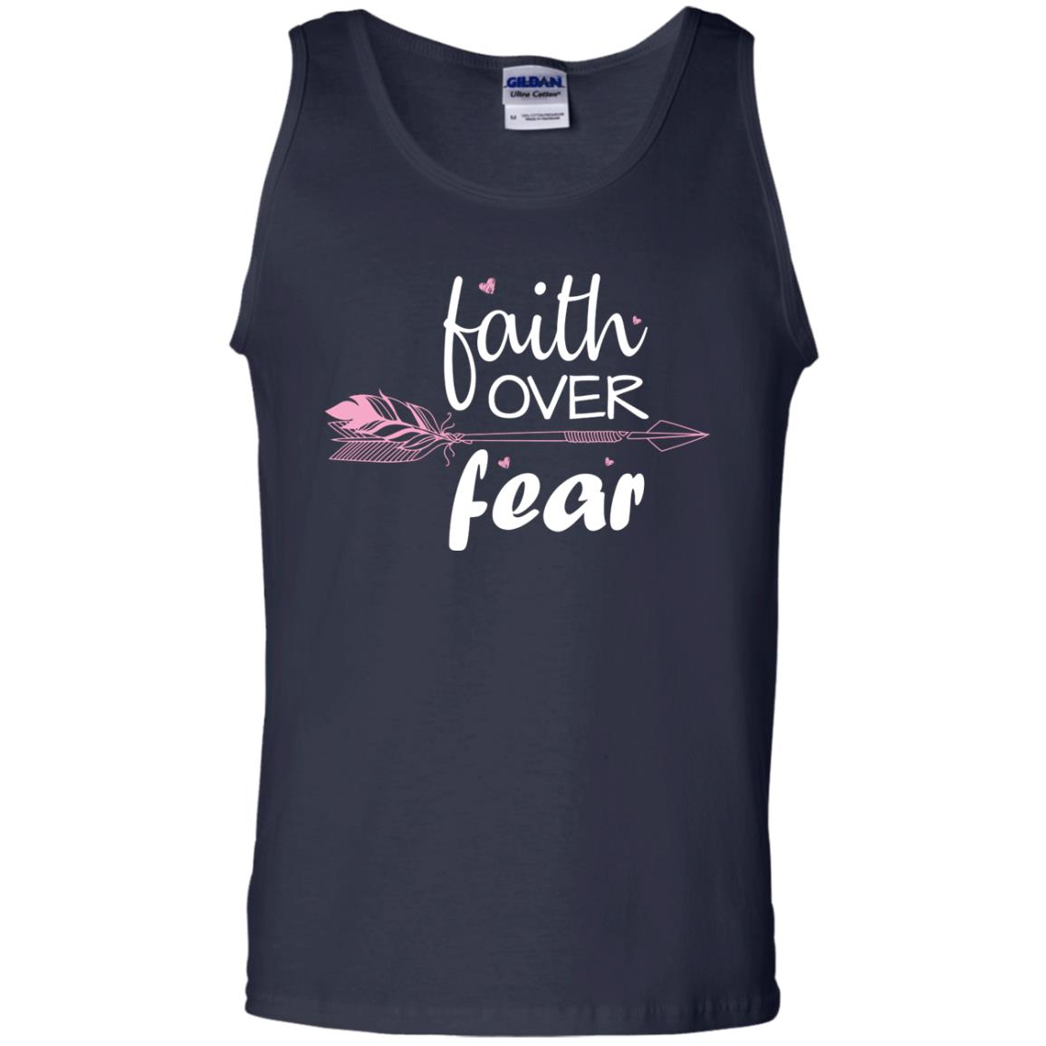 Faith Over Fear Arrow Christian Shirt Navy