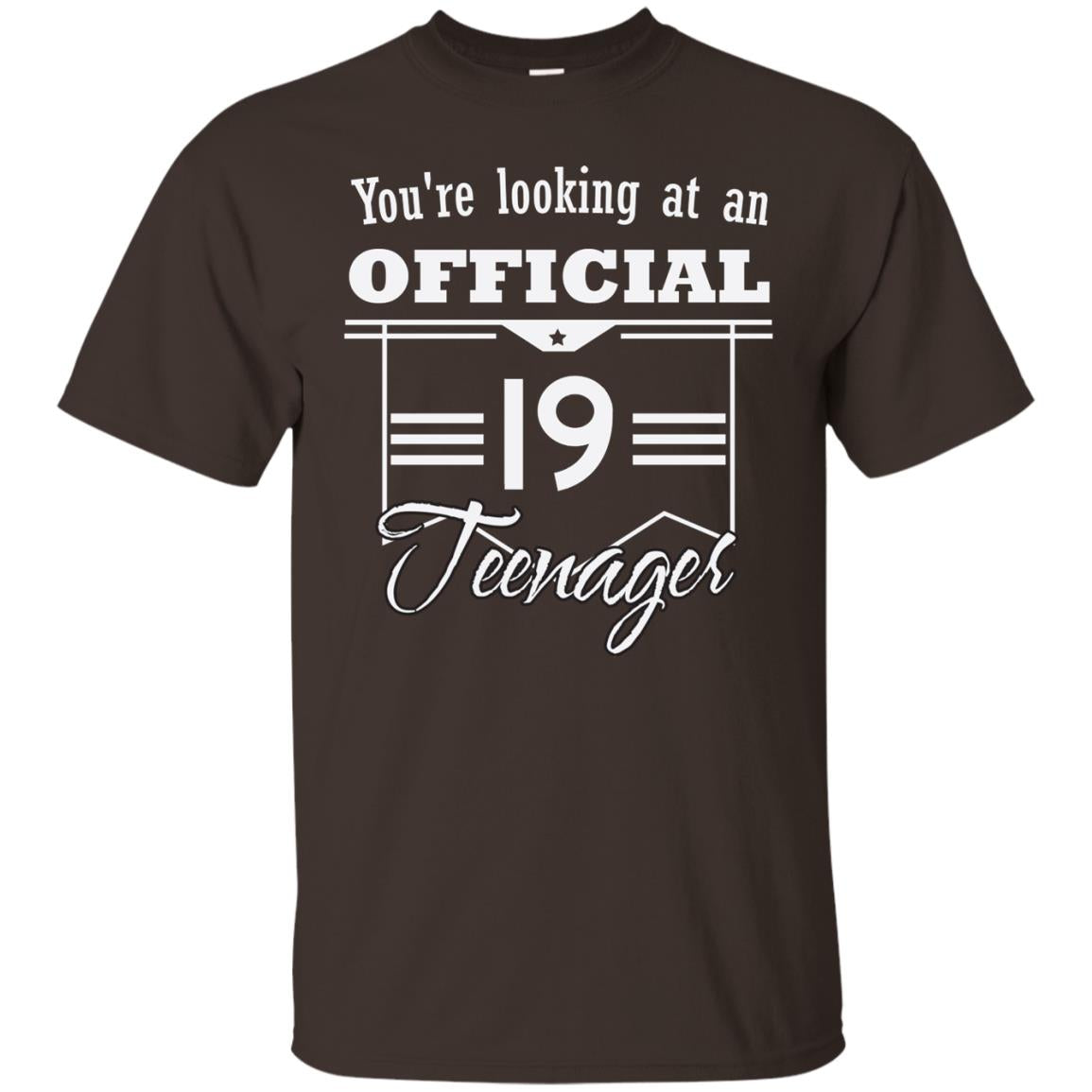 You're Looking At An Official 19 Teenager 19th Birthday Shirt Dark Chocolate