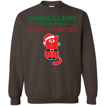 Christmas T-shirt Santa Claws Wishes You A Meowy Christmas Dark Chocolate