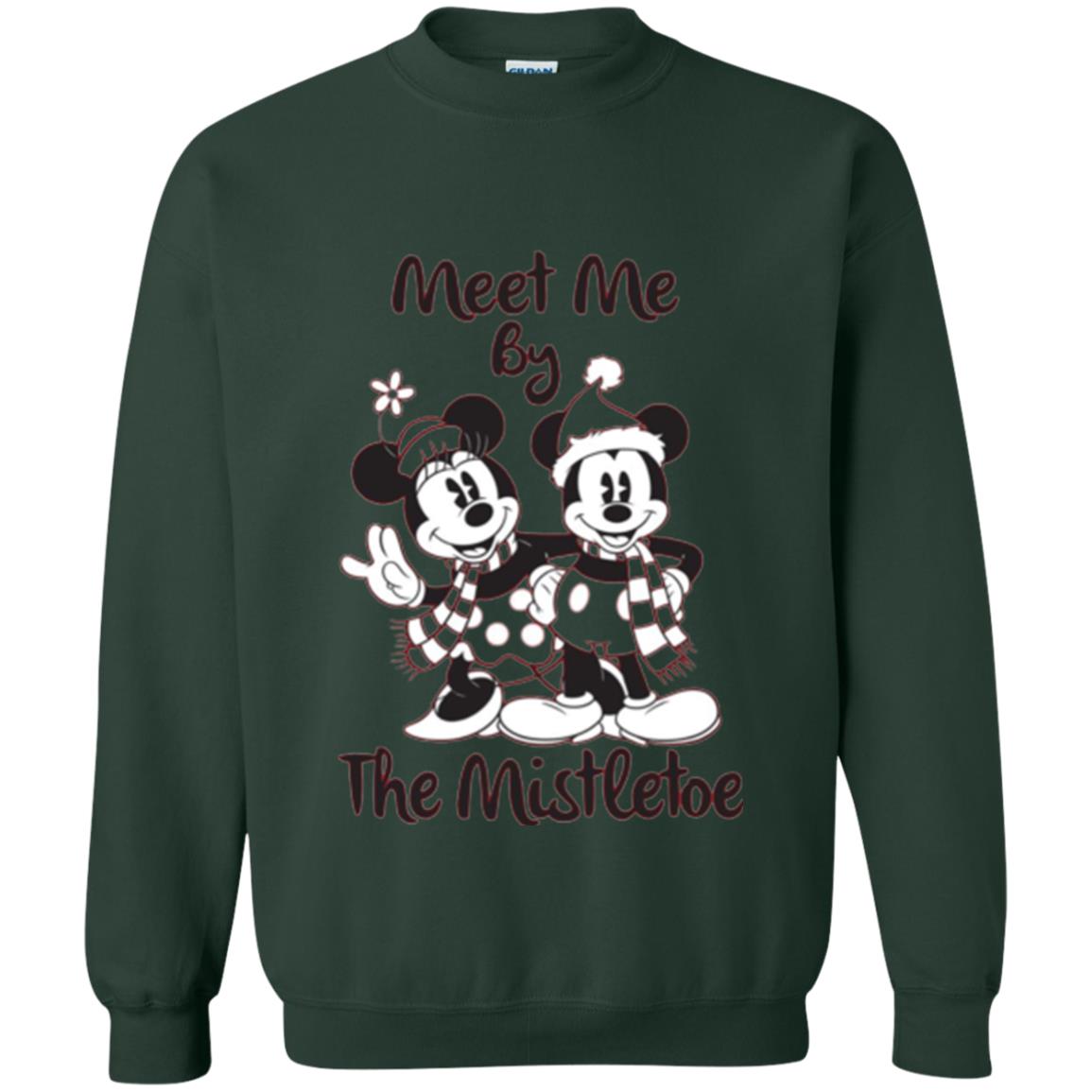Christmas T-shirt Meet Me By Mistletoe Forest Green