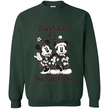 Christmas T-shirt Meet Me By Mistletoe Forest Green