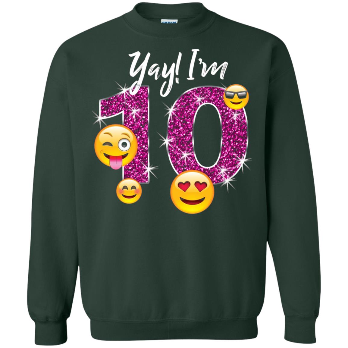 Funny Emoji Birthday 10th Birthday T-shirt Forest Green