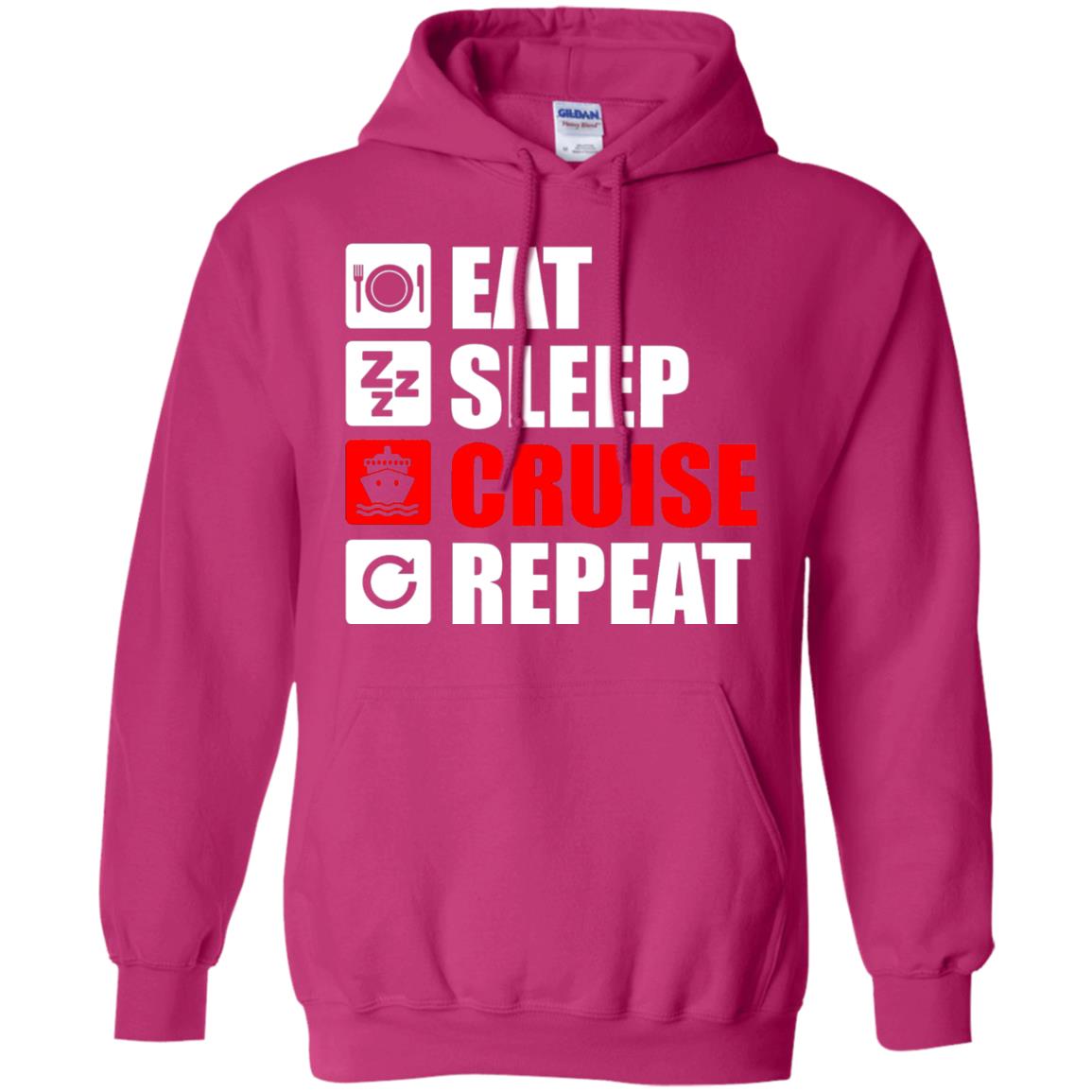 Eat Sleep Cruise Repeat Summer Vacation T-shirt Heliconia
