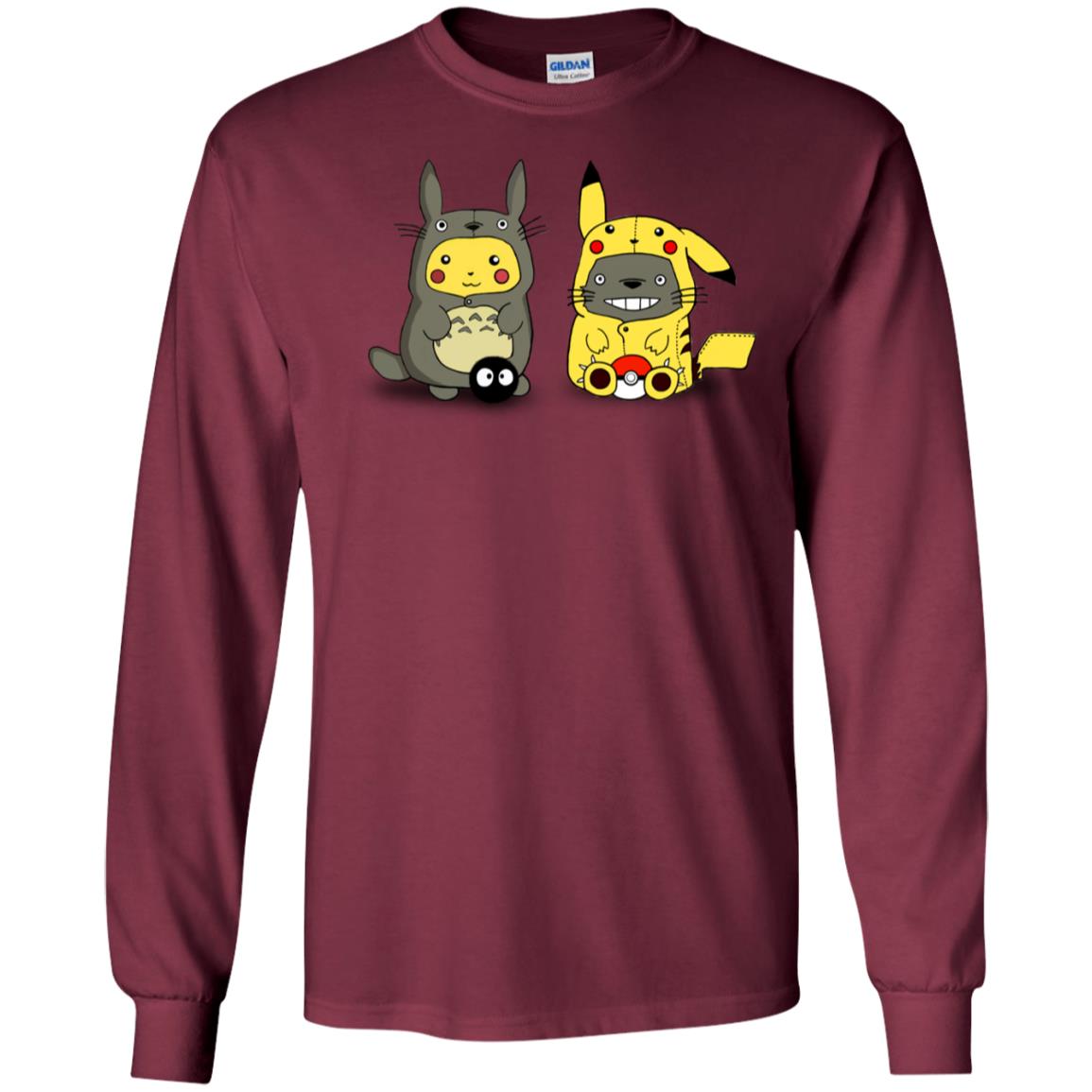 Pikachu Cosplay Totoro And Totoro Cosplay Pikachu T-shirt Maroon