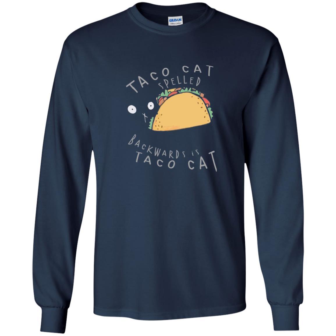 Cat Lovers T-shirt Taco Cat Spelled Backward Is Taco Cat Navy