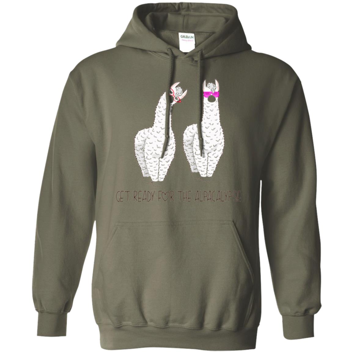 Funny Alpaca T-shirt Get Ready For The Alpacalypse Military Green