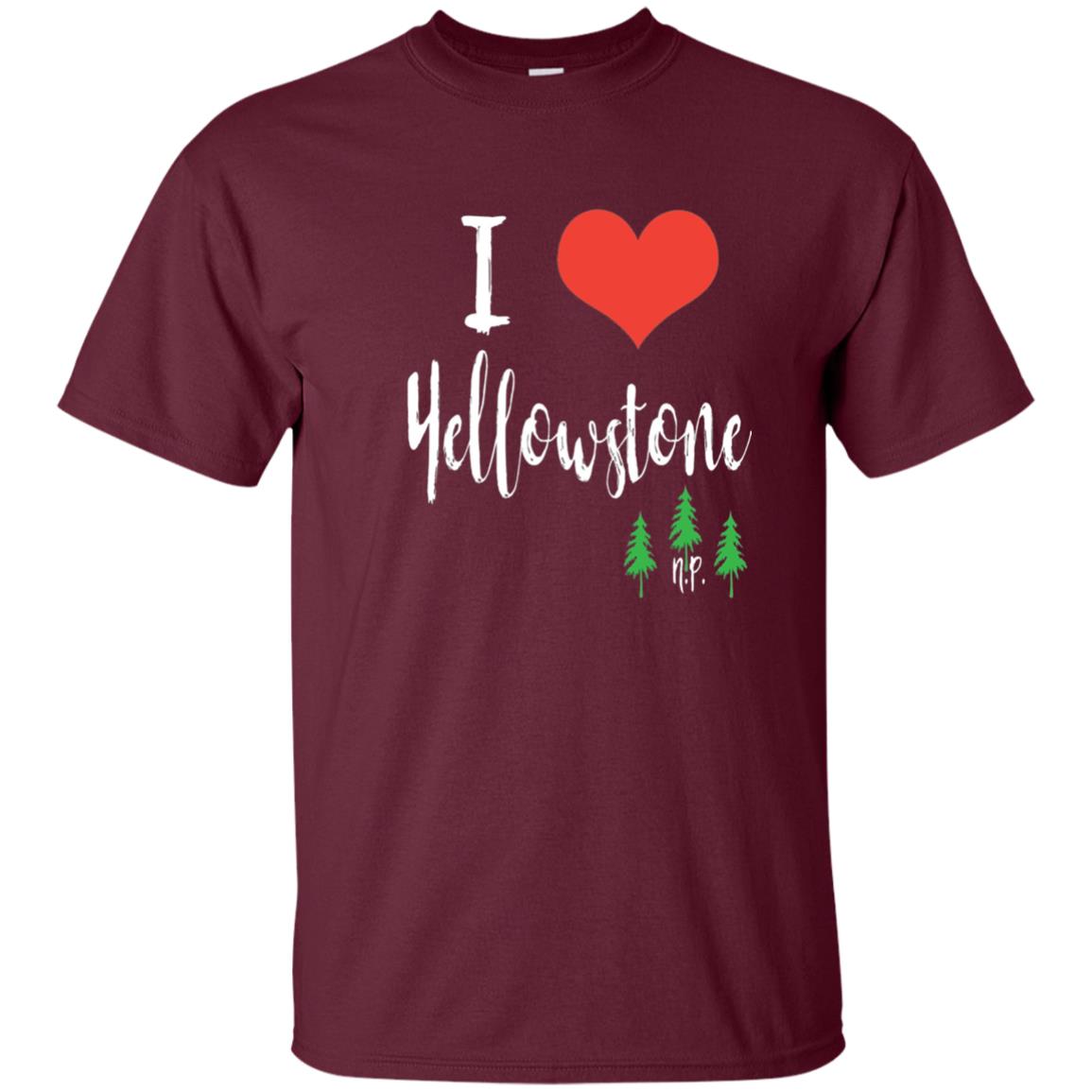 I Love Yellowstone National Park T-shirt Maroon