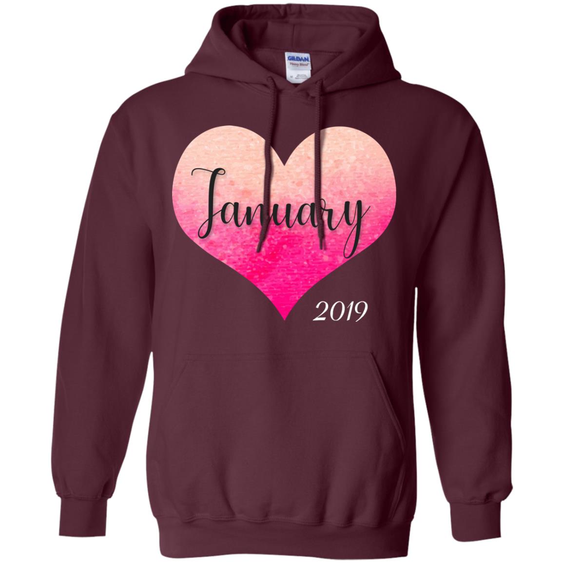Pregnancy Reveal Announcement Party January 2019 Shirt Maroon